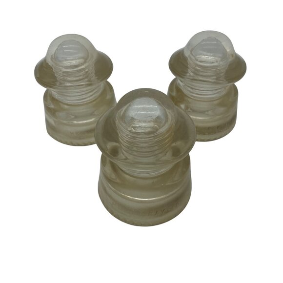 Hemingray Vintage Glass Insulators Set Of 3 Clear Collectible Farmhouse Decor - Picture 1 of 15